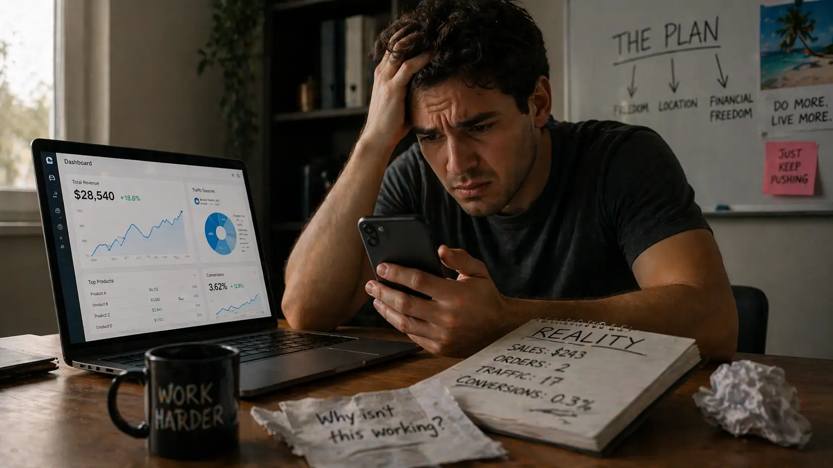 Reports vs results - brand visual